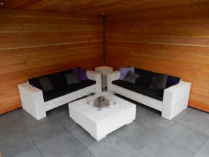 Steigerhouten Loungeset Vivencia Vuur